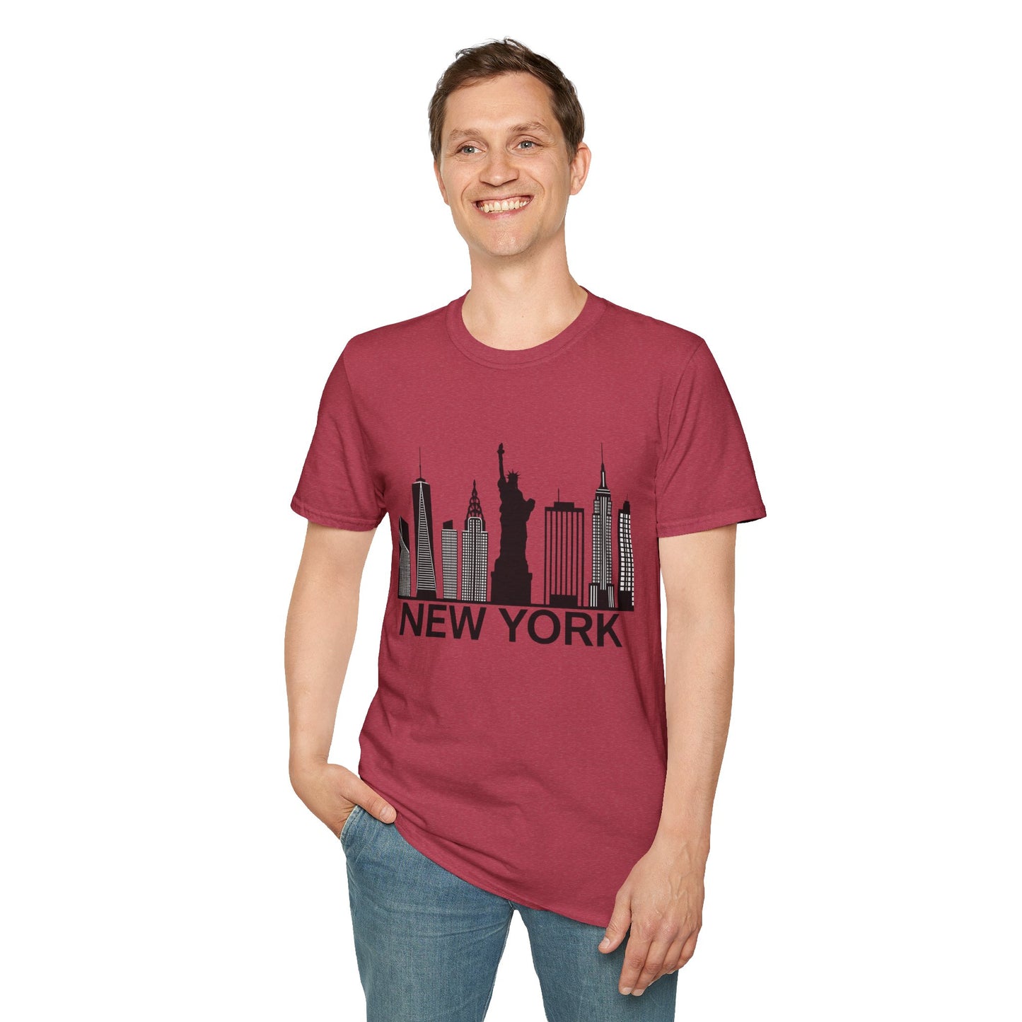 New York Skyline Unisex Softstyle T-Shirt | NYC Graphic Tee, Casual Wear, Gift for Tourists, City Vibes, Travel Souvenir