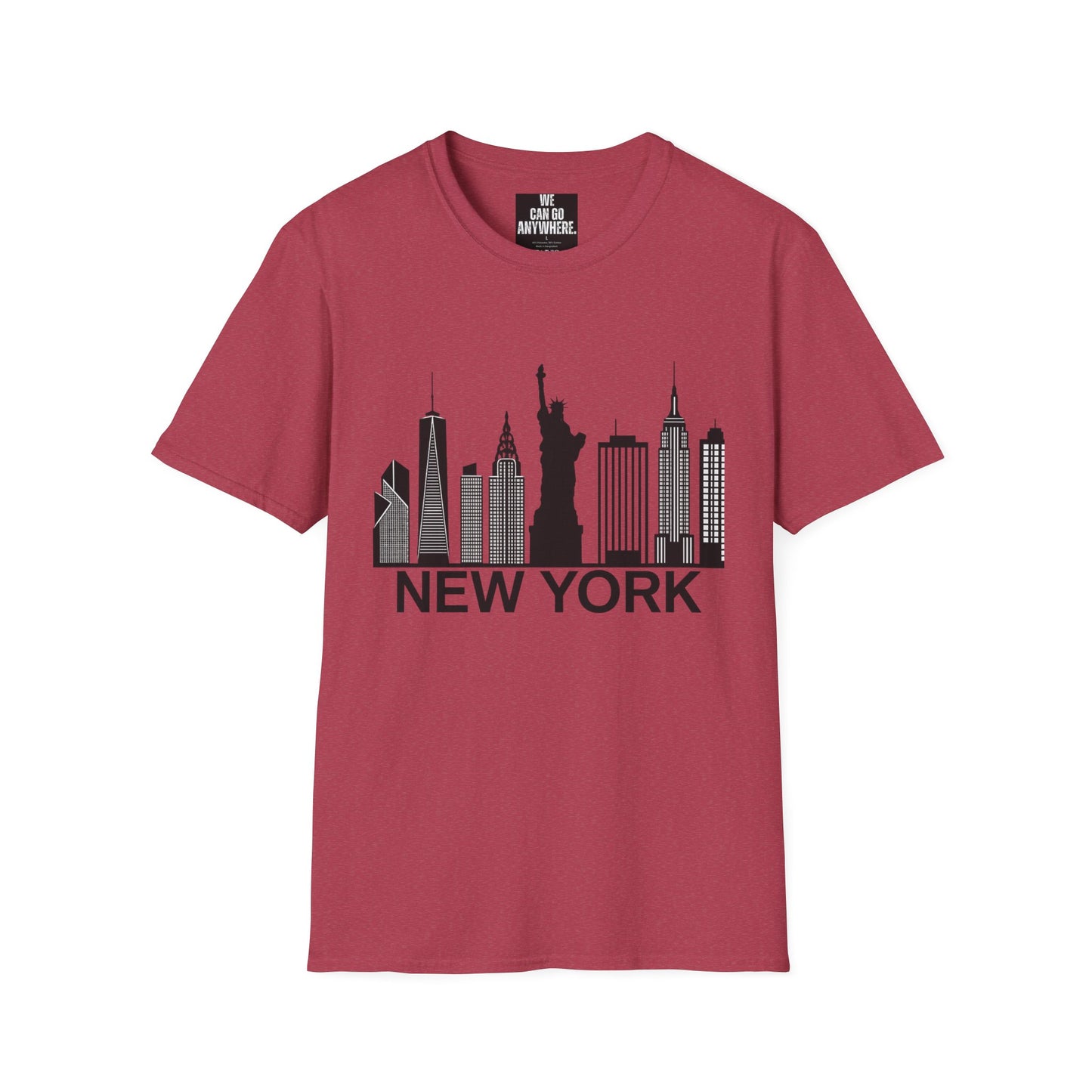New York Skyline Unisex Softstyle T-Shirt | NYC Graphic Tee, Casual Wear, Gift for Tourists, City Vibes, Travel Souvenir