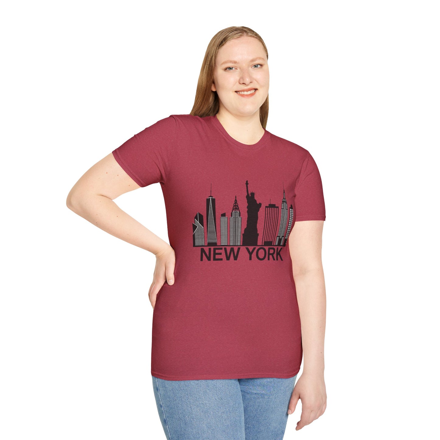 New York Skyline Unisex Softstyle T-Shirt | NYC Graphic Tee, Casual Wear, Gift for Tourists, City Vibes, Travel Souvenir