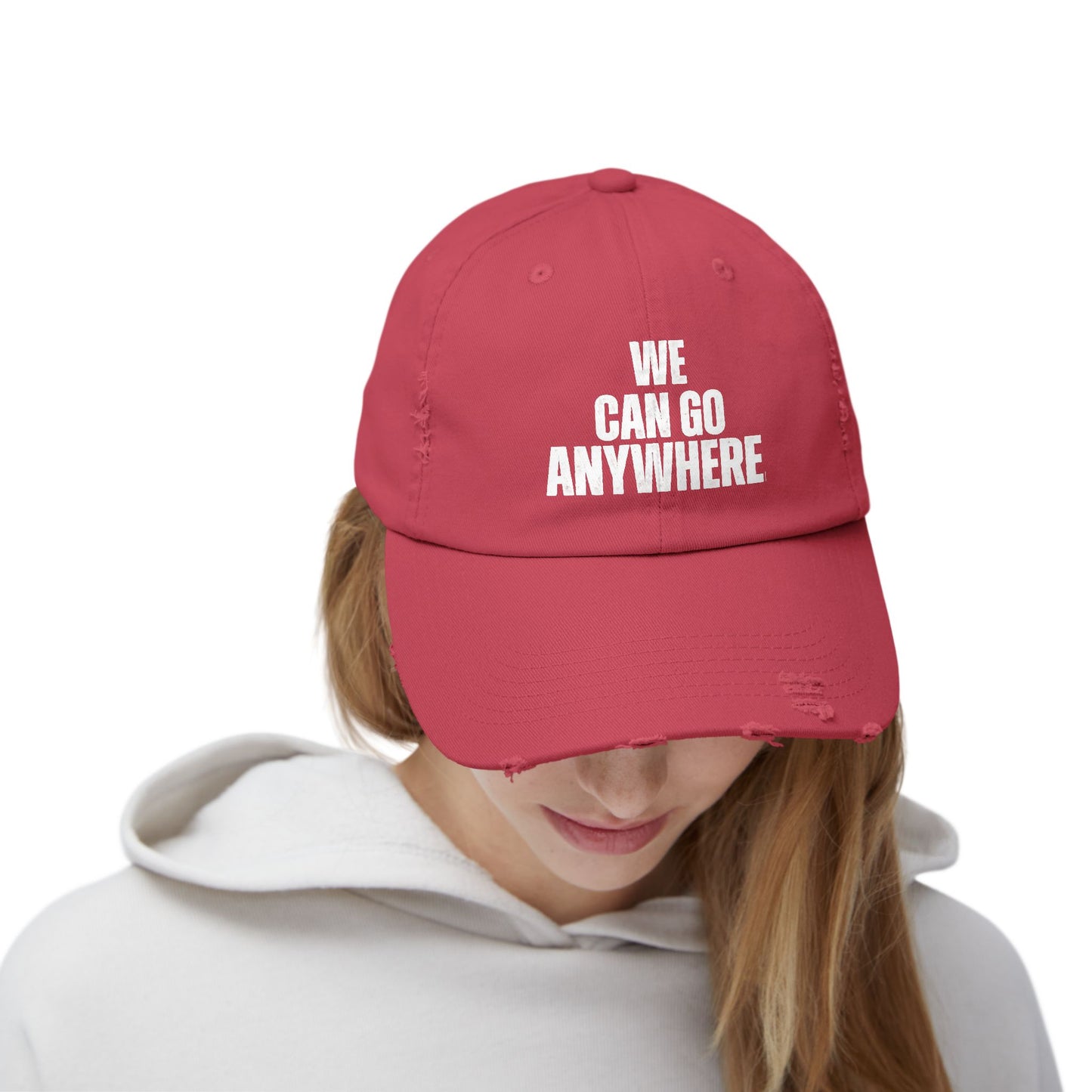 We Can Go Anywhere Distressed Unisex Cap