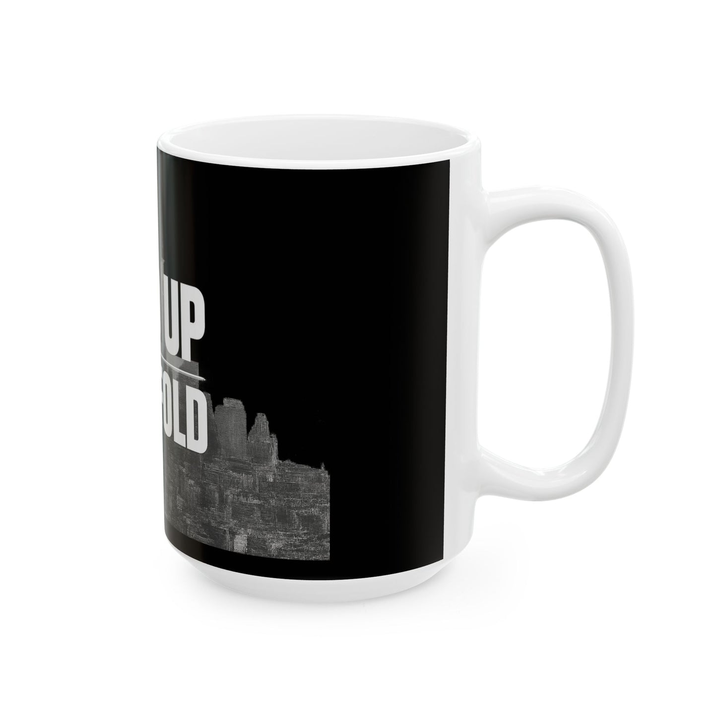 Inspiring Black Ceramic Mug - "Stand Up, Never Fold" - Motivational Coffee Cup for Daily Inspiration