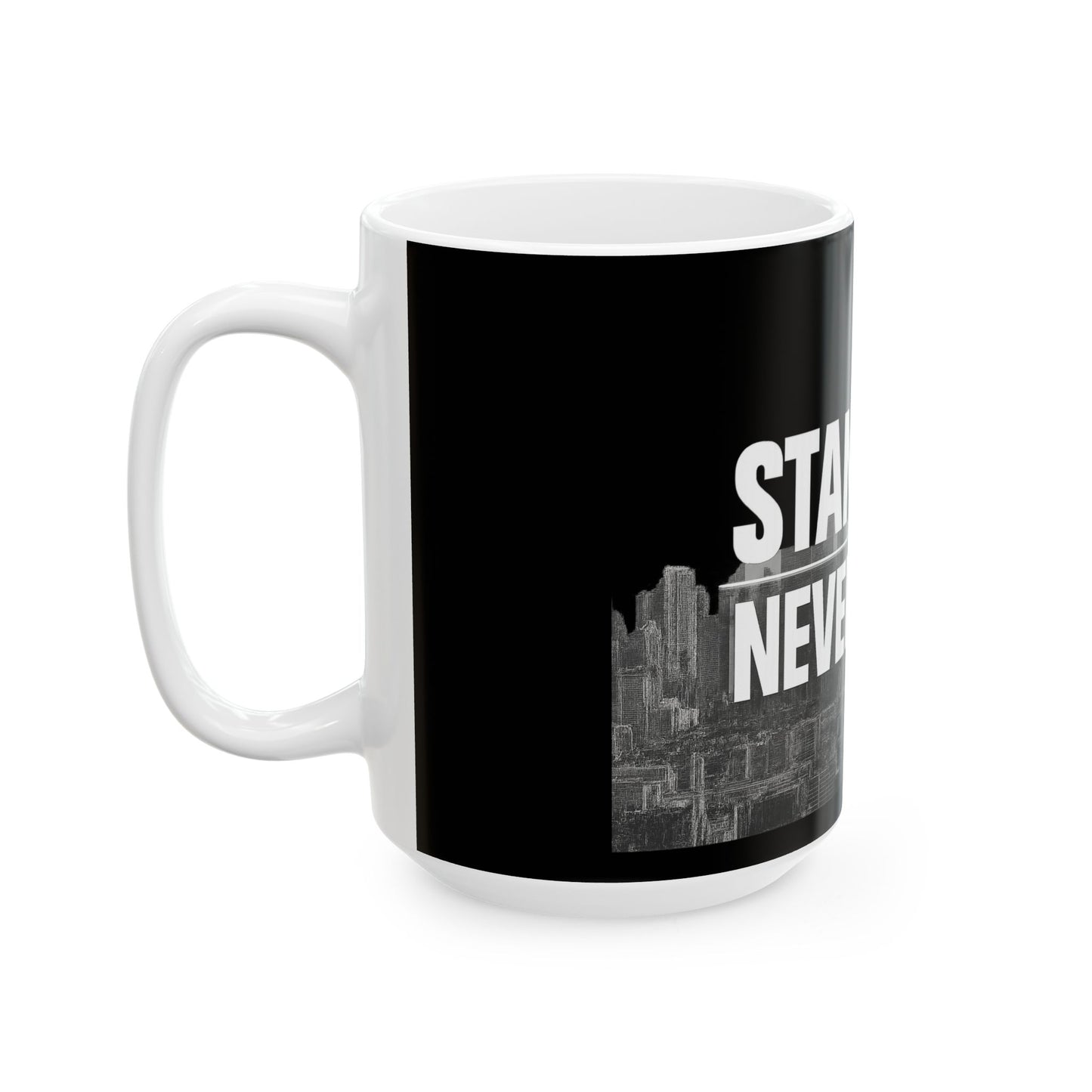 Inspiring Black Ceramic Mug - "Stand Up, Never Fold" - Motivational Coffee Cup for Daily Inspiration
