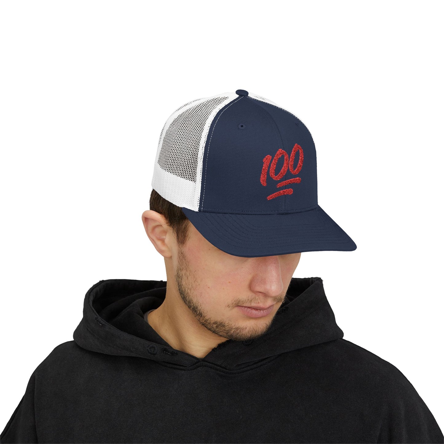 Snapback Trucker Cap with 100 Design | Trendy Streetwear Hat, Casual Accessories for All, Perfect Gift for Any Occasion