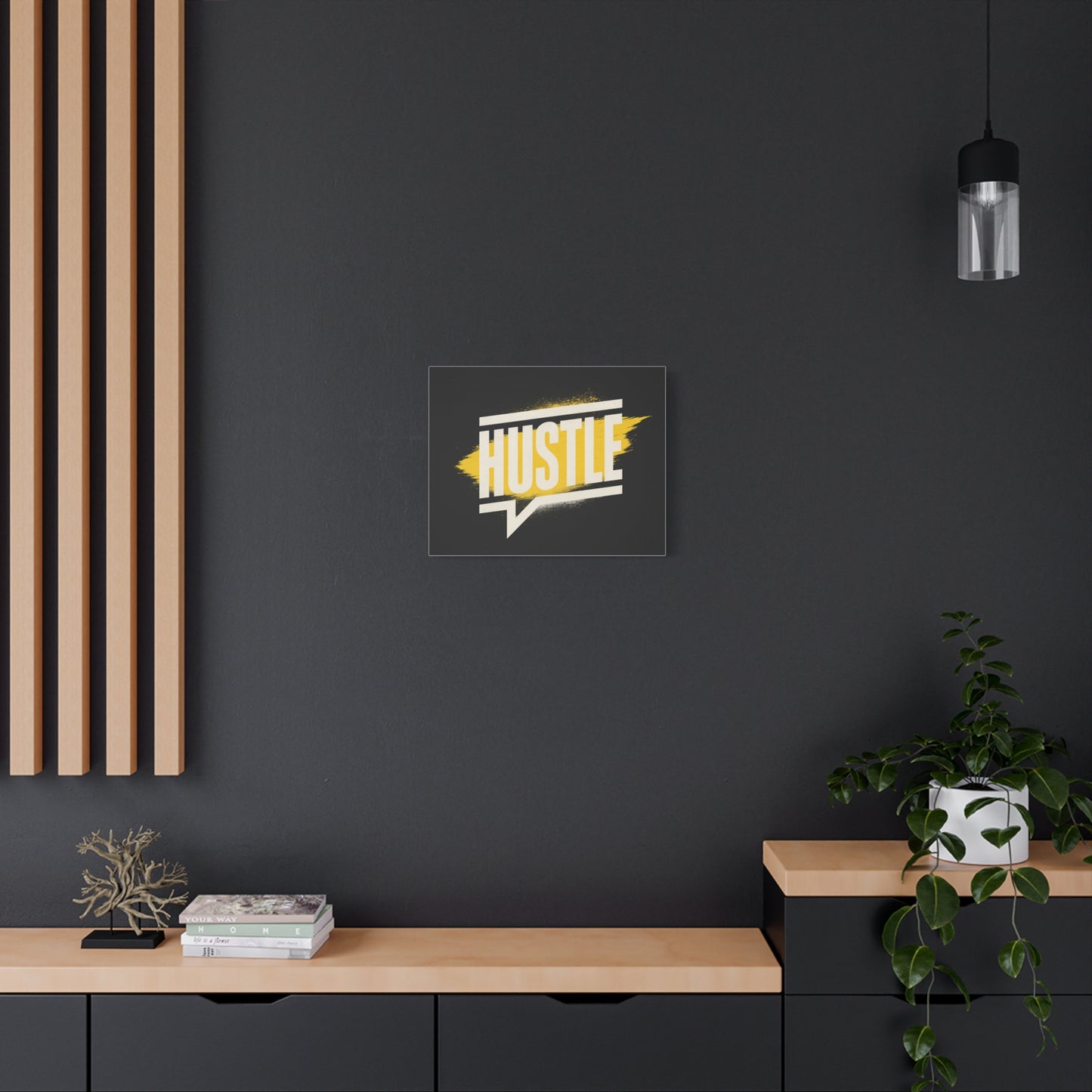 Canvas 'Hustle' Inspirational Wall Art French Cleat Hanging