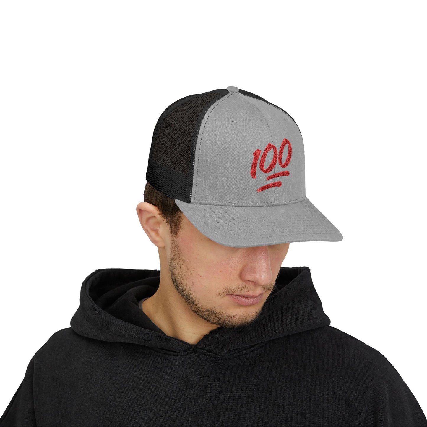 Snapback Trucker Cap with 100 Design | Trendy Streetwear Hat, Casual Accessories for All, Perfect Gift for Any Occasion
