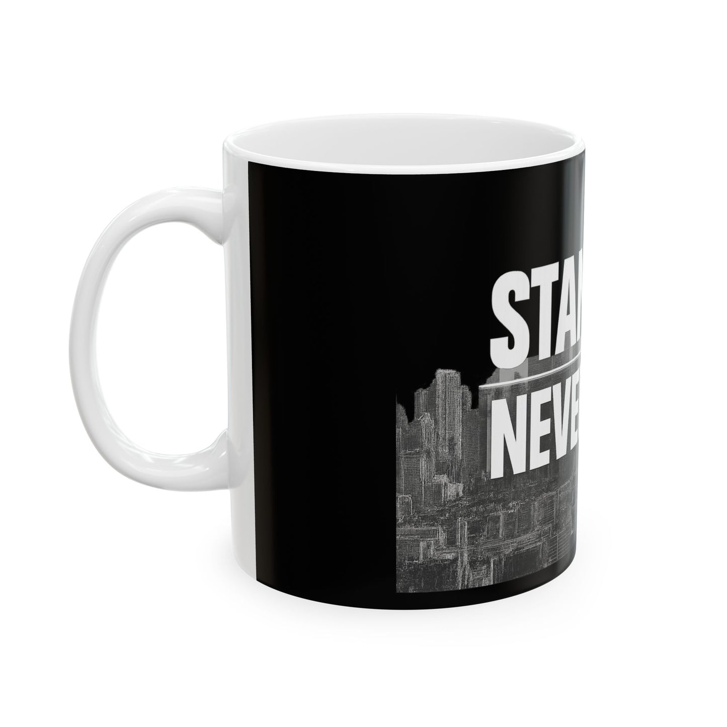 Inspiring Black Ceramic Mug - "Stand Up, Never Fold" - Motivational Coffee Cup for Daily Inspiration