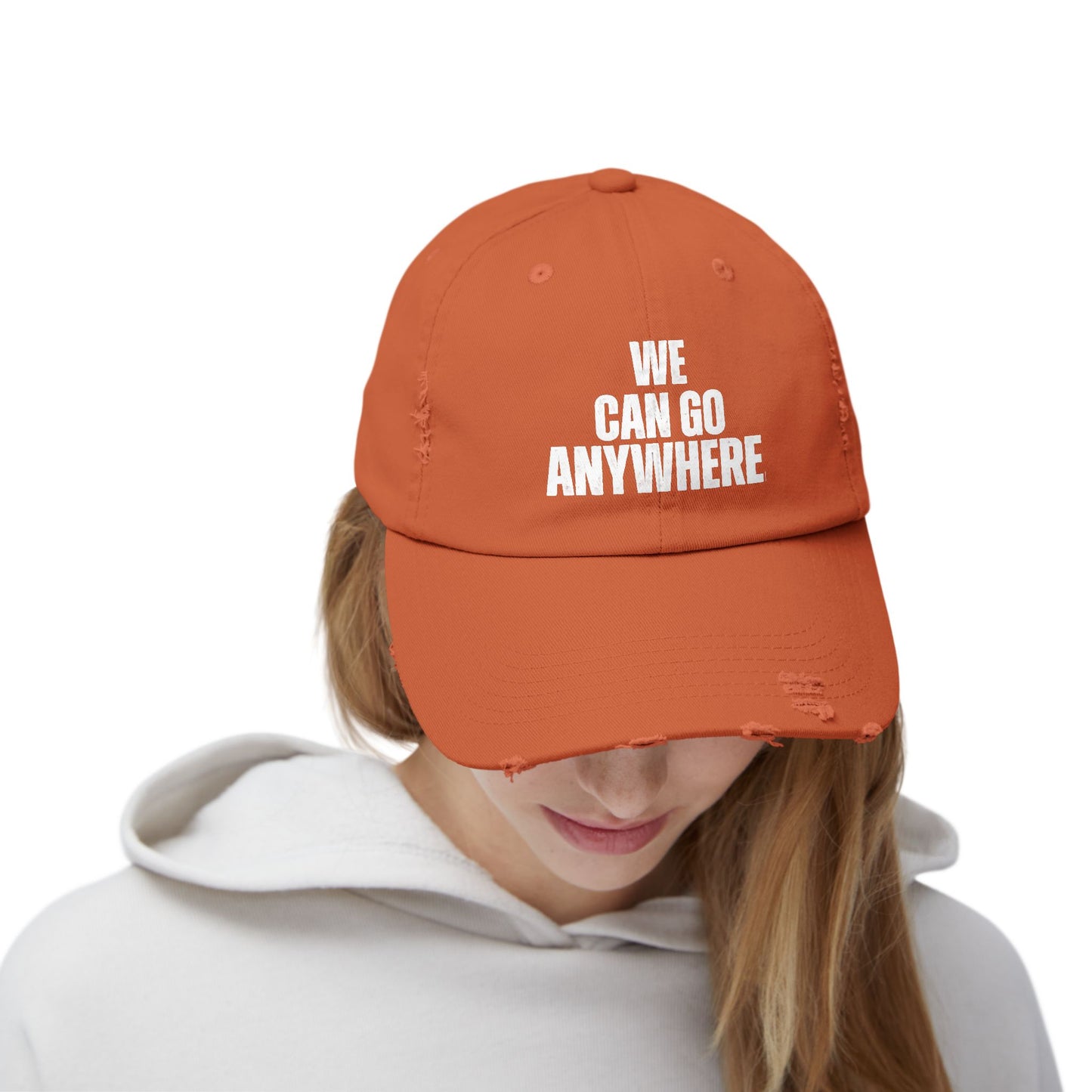 We Can Go Anywhere Distressed Unisex Cap