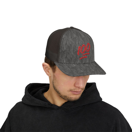 Snapback Trucker Cap with 100 Design | Trendy Streetwear Hat, Casual Accessories for All, Perfect Gift for Any Occasion