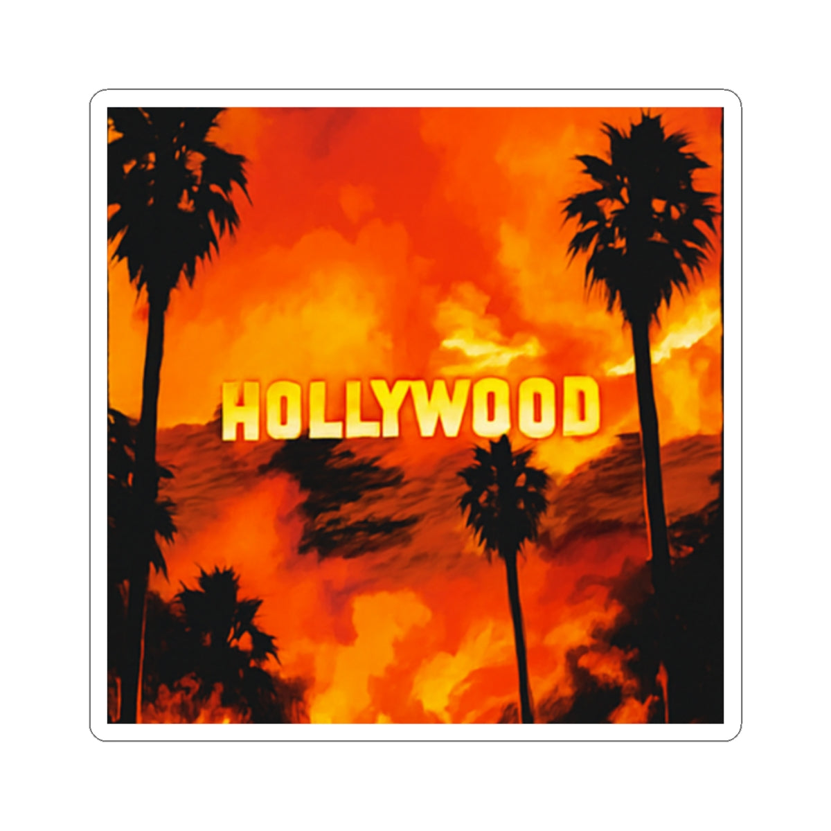 Hollywood Kiss-Cut Stickers - Vibrant Palm Tree Design for Trendy Decor & Personalization