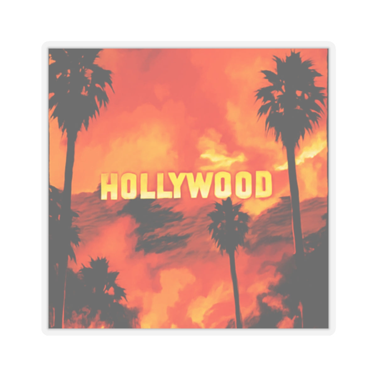 Hollywood Kiss-Cut Stickers - Vibrant Palm Tree Design for Trendy Decor & Personalization