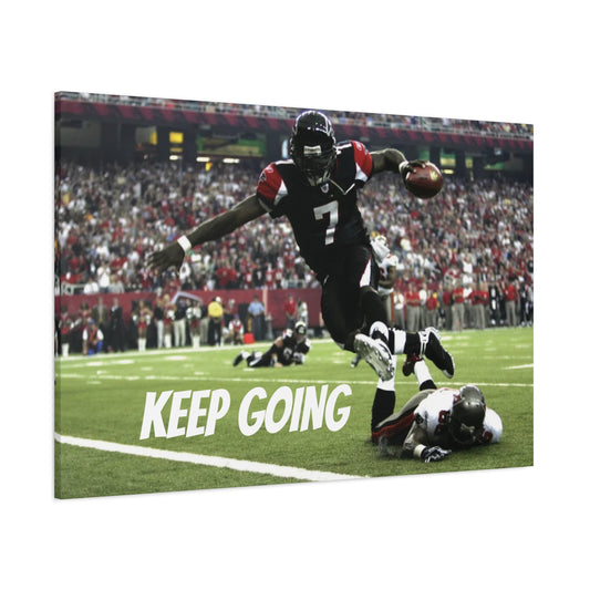 Mike Vick MVP Season Atlanta Falcons #7 Motivational Art Canvas - 'Keep Going' Sports Decor for Gamers and Athletes