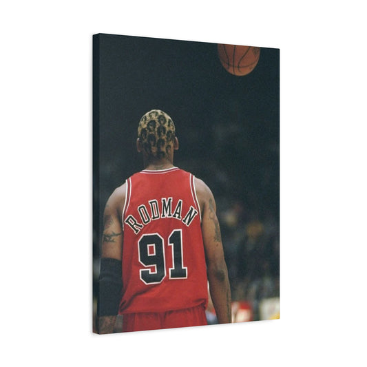 Dennis Rodman Canvas Wall Art - Stretched Matte Print for Basketball Fans
